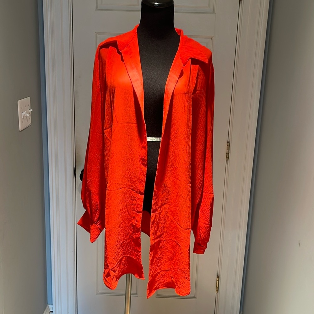 NWOT Stylive lightweight summer dressy jacket Shacket orange size medium